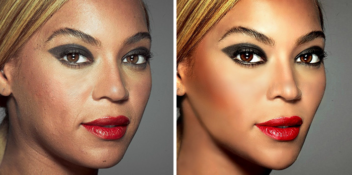 Beyonce before and after retouching